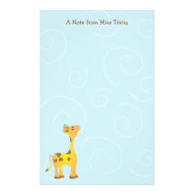 Girafe de bébé papier à lettre personnalisé