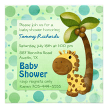 Girafe de pois - baby shower neutre invitations