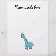 Girafe de turquoise avec les cheveux roses prospectus en couleur