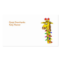 Girafe drôle avec Noël lunatique de lumières Cartes De Visite Professionnelles