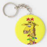 Girafe drôle avec Noël lunatique de lumières Porte-clés