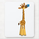 Girafe et fleur mignonnes Mousepad de bande dessin tapis de souris
