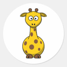 Girafe mignonne de bande dessinée autocollant rond