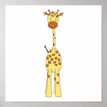 Girafe mignonne grande. Animal de bande dessinée Affiche