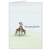 Girafes dans la carte de Valentine d'amour