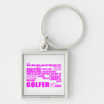 Girls Golfers : Pink Greatest Golfer Key Chain