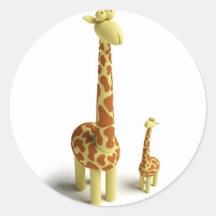 Girrafe et girafe de bébé adhésif rond