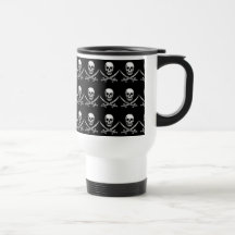 Glassy Pirate Skull & Sword Crossbones Mug