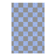 Glitter blue and black checkered pattern custom stationery