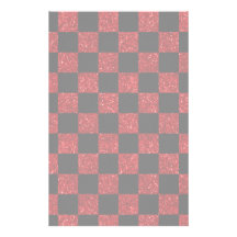 Glitter red and black checkered pattern personalized stationery