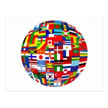 Globe de drapeau cartes postales