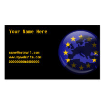 Globe européen, votre nom ici, modèles de cartes de visite