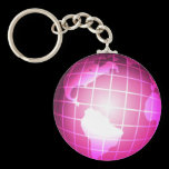 Globe rose porte-clés