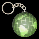 Globe vert-foncé porte-clés