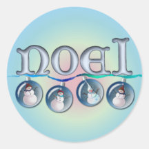 GLOBES de BONHOMME DE NEIGE de NOEL par SHARON SHA Autocollants Ronds