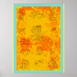 Glyphs maya antiques affiches