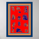 Glyphs maya antiques affiche