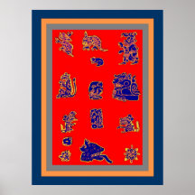 Glyphs maya antiques affiche
