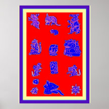 Glyphs maya antiques posters