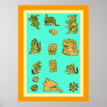 Glyphs maya antiques poster