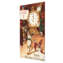 Gnomes Partying autour d'une horloge Toiles Tendues