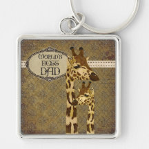 Golden Bronze Giraffes  Best Dad Keychain