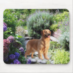 Golden retriever dans le jardin Mousepad Tapis De Souris