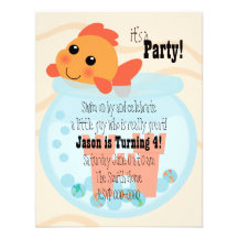 Goldfishy dans une cuvette invitations personnalisées