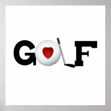 Golf avec des T-shirts et des cadeaux de boule de  Posters