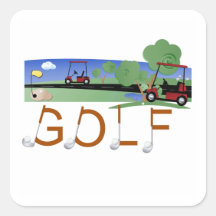 Golf avec des T-shirts et des cadeaux de chariots  Autocollant Carré