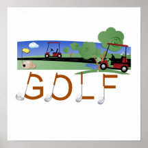 Golf avec des T-shirts et des cadeaux de chariots  Posters