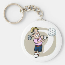 Golfeur de bande dessinée porte-clef