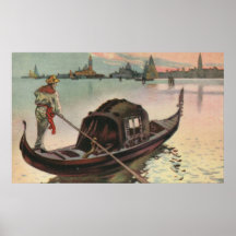 Gondole vintage de La de Venise d'aquarelle Posters