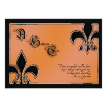 Gothic Style Fleur de Lis Halloween Personalized Announcement