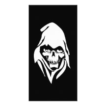 Gothic White Reaper face on black background Personalized Photo Card