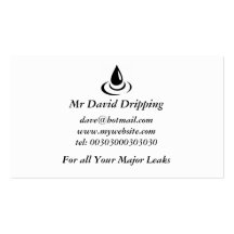 Gouttelette d'eau noire cartes de visite professionnelles