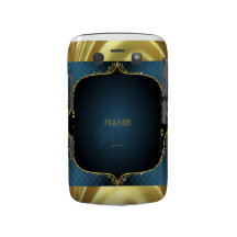 Gradient bleu + Accent de cadre d'or Coque Blackberry Bold