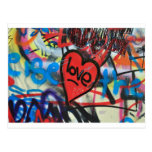 graffiti d'amour de coeur peint par rouge cartes postales