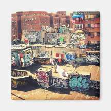 Graffiti de dessus de toit dans Chinatown Magnets Pour Réfrigérateur
