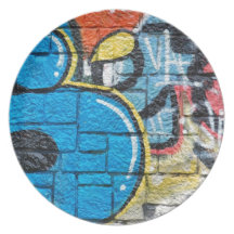 graffiti de mur en pierre assiette
