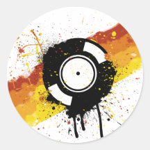 Graffiti de vinyle - jockey de disque record du DJ Adhésifs Ronds