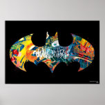 Graffiti du logo Neon/80s de Batman Affiches