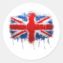 Graffiti d'Union Jack Autocollants Ronds