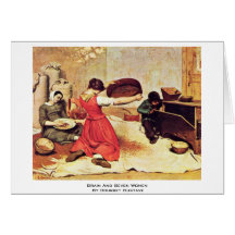 Grain et sept femmes par Courbet Gustave Carte De Vœux