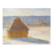 Grainstack dans le matin, effet de neige par Claud Cartes Postales