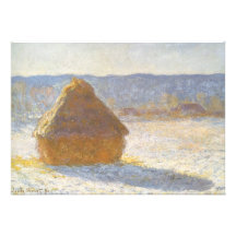 Grainstack dans le matin, effet de neige par Claud Invitation
