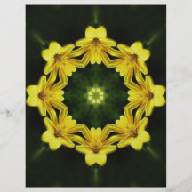 Grand art jaune 1 de kaléidoscope de fleur sauvage prospectus customisé