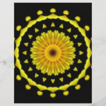 Grand art jaune 2 de kaléidoscope de fleur sauvage tract