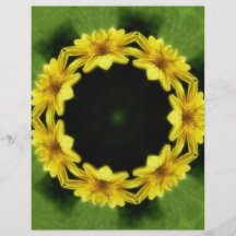 Grand art jaune 3 de kaléidoscope de fleur sauvage tract