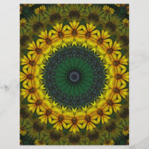 Grand art jaune 4 de kaléidoscope de fleur sauvage tract personnalisé